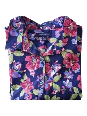 Lands' End No Iron Supima Cotton Floral Oxford Button Down Shirt
